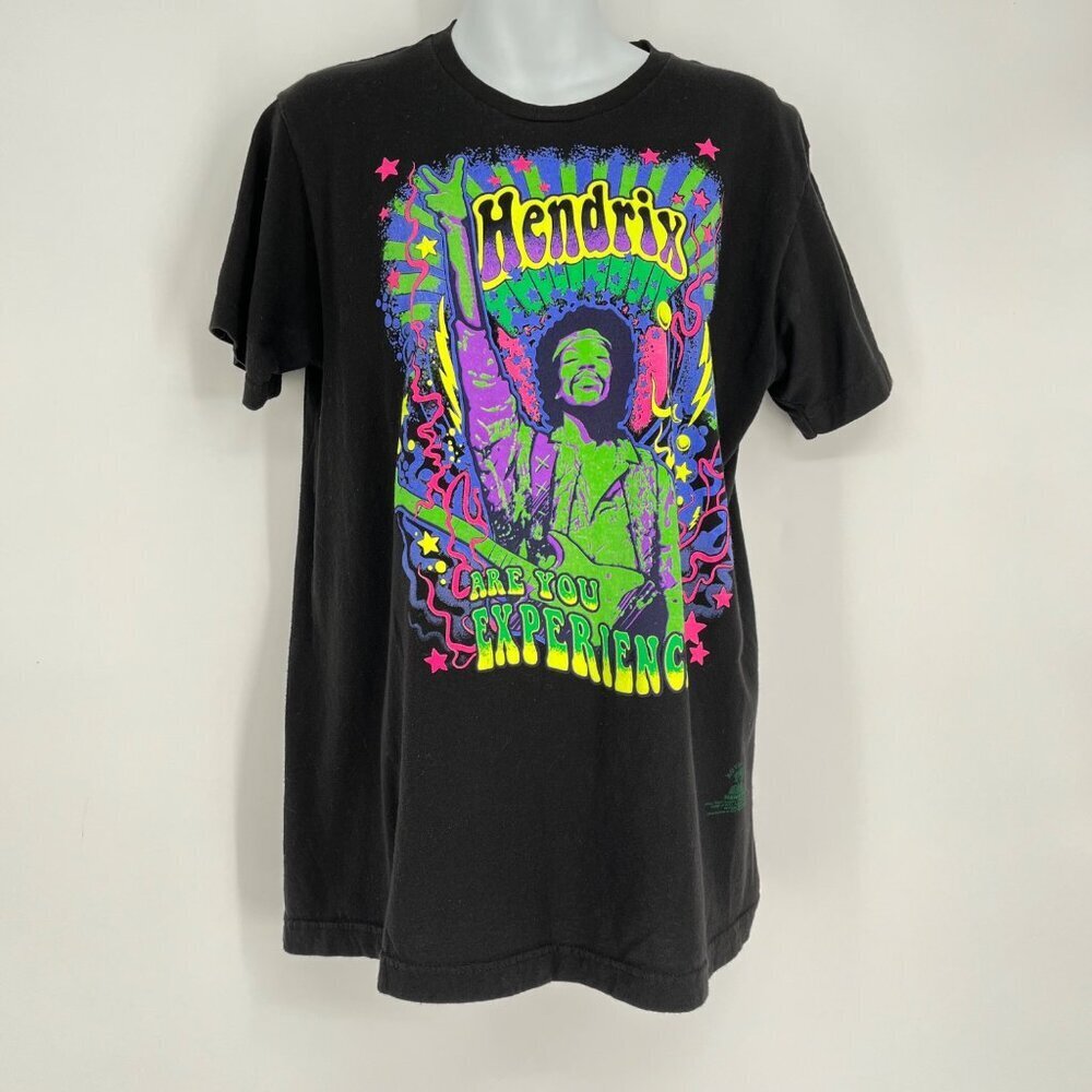 Jimi Hendrix Experience Liquid Blue T-Shirt M Black 100% Cotton‎